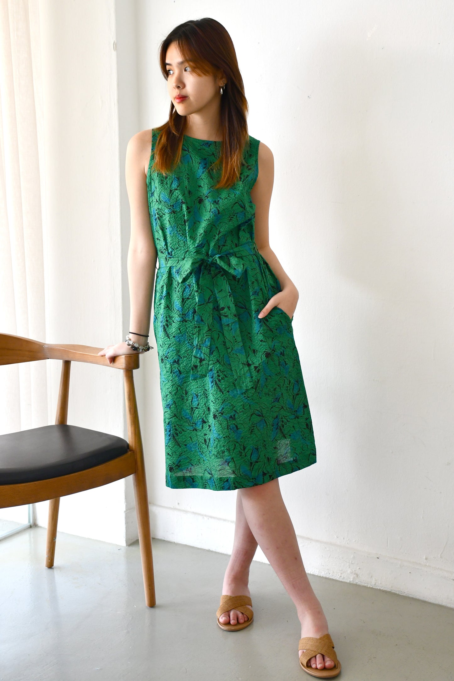 Ease Shift Dress / Inked blossom Green