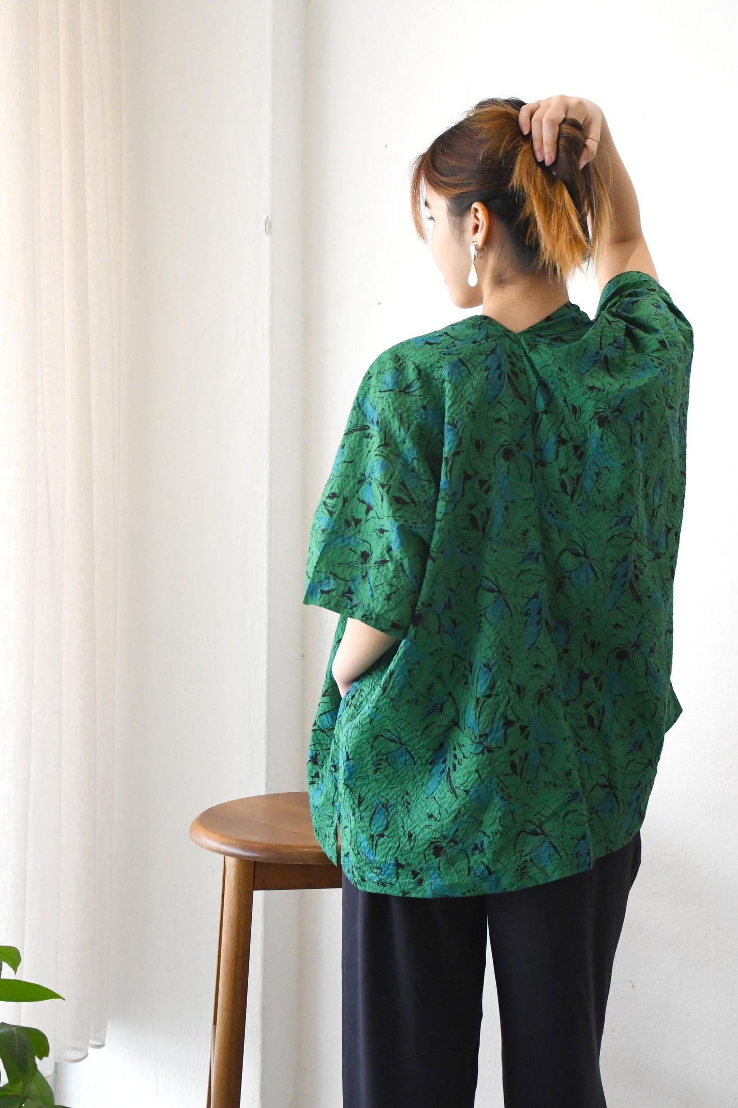 ZW Kimono Outer / Inked Blossoms (Green)
