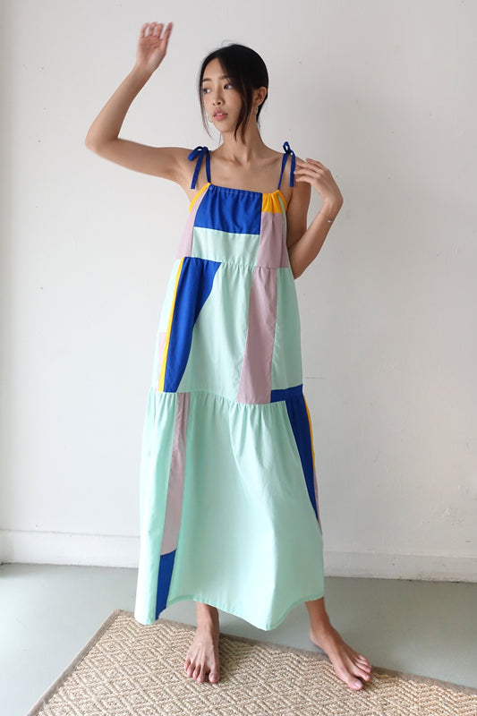 Reset Sale/Colourblock Maxi Dress/ Mint