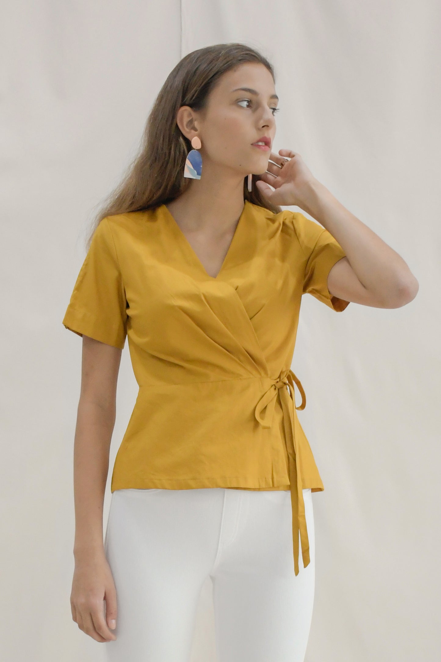 Reset Sale/ Frida Wrap Blouse / Saffron