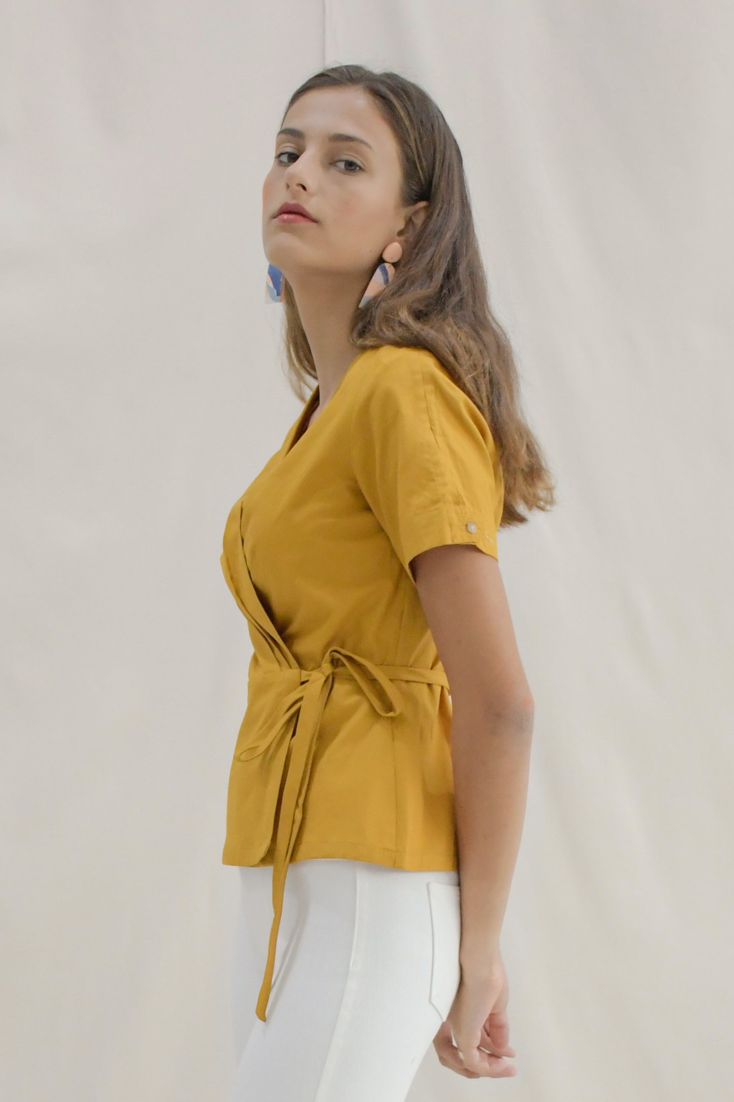 Reset Sale/ Frida Wrap Blouse / Saffron