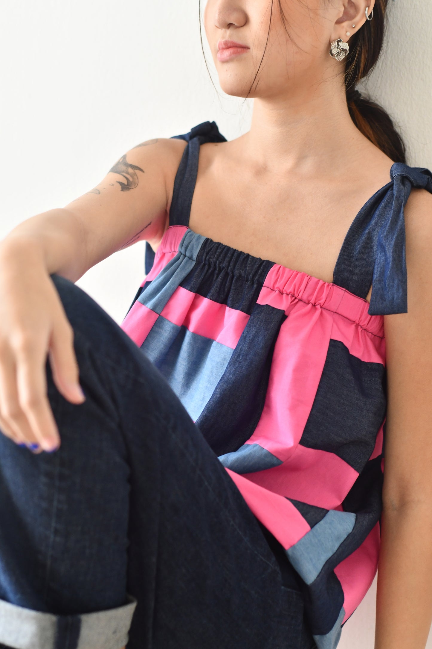 Upcycled Cami / Denim Flamingo