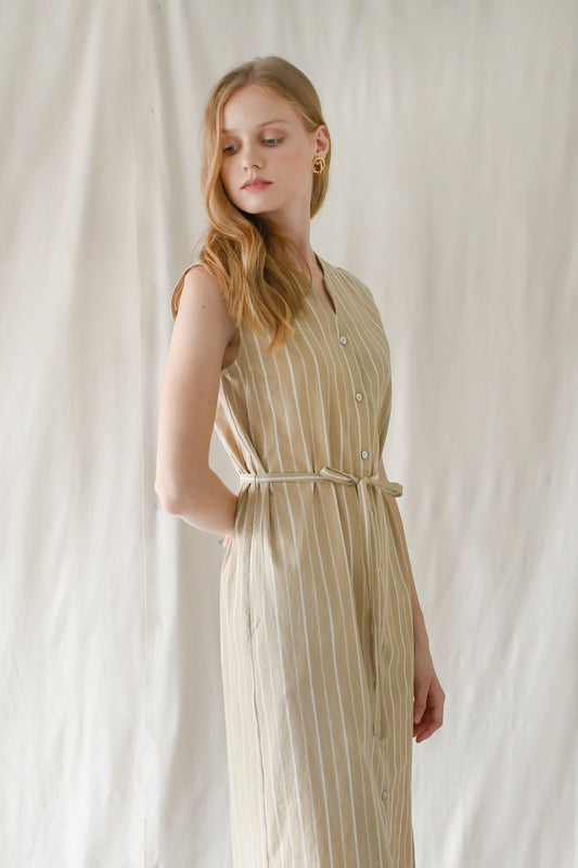 Reset Sale/ Lea Dress / Sand Stripes