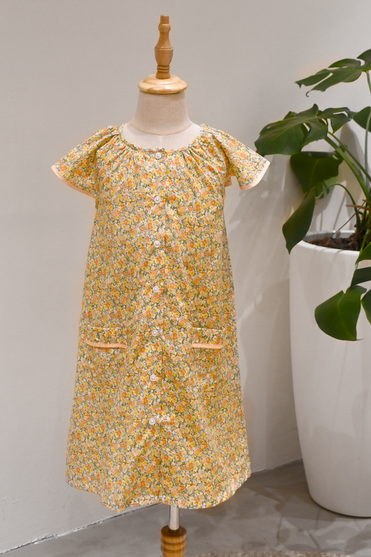 LITTLES Flutter Dress/ Yellow Garden