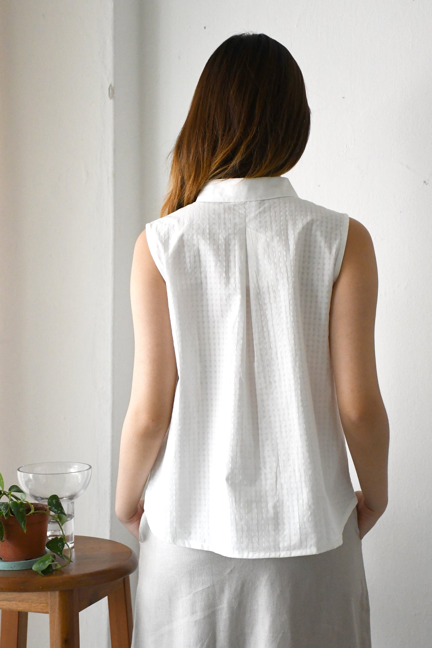Andie Buttondown Blouse / Pearl Gingham