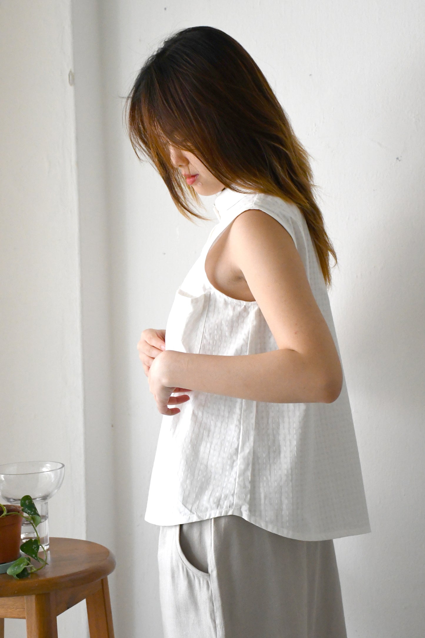 Andie Buttondown Blouse / Pearl Gingham