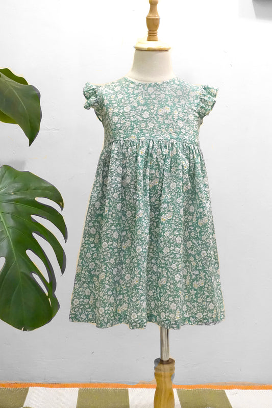 LITTLES Picnic Dress / Green Bouquet