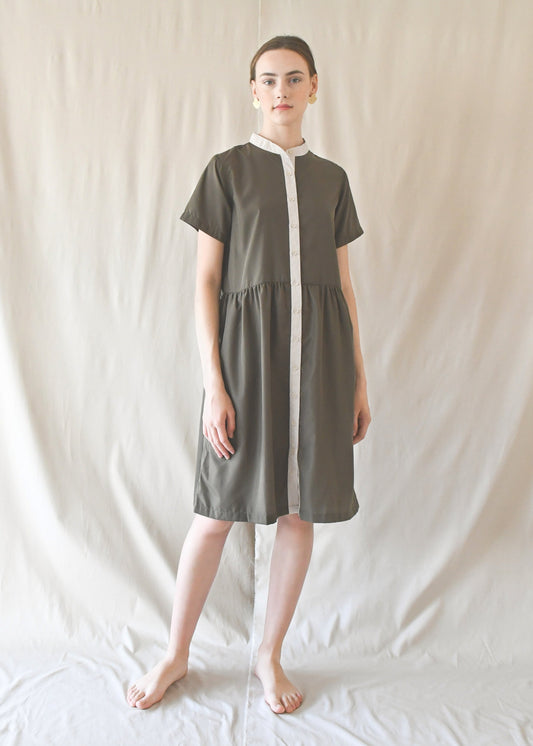 Reset Sale/ Jane Gathered Dress / Olive
