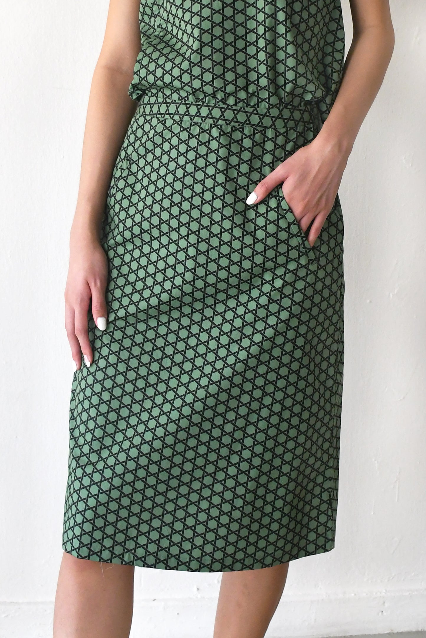 A-Line Skirt/ Green-Black