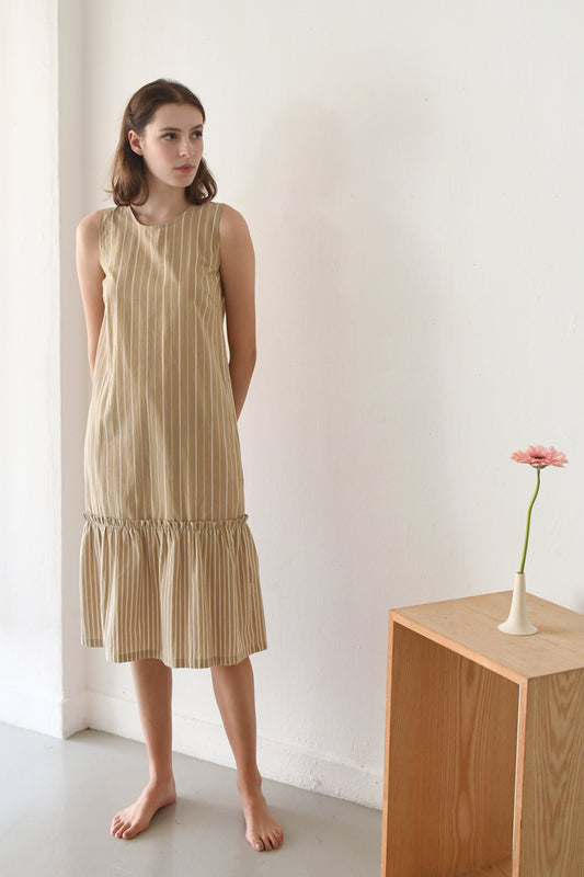 Reset Sale/Natalie Dress / Sand Stripes