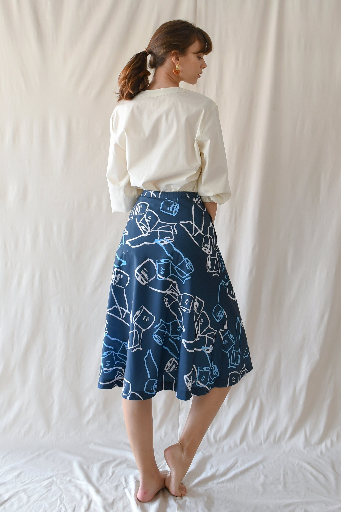 Prints Flared Skirt / Blue Rolls