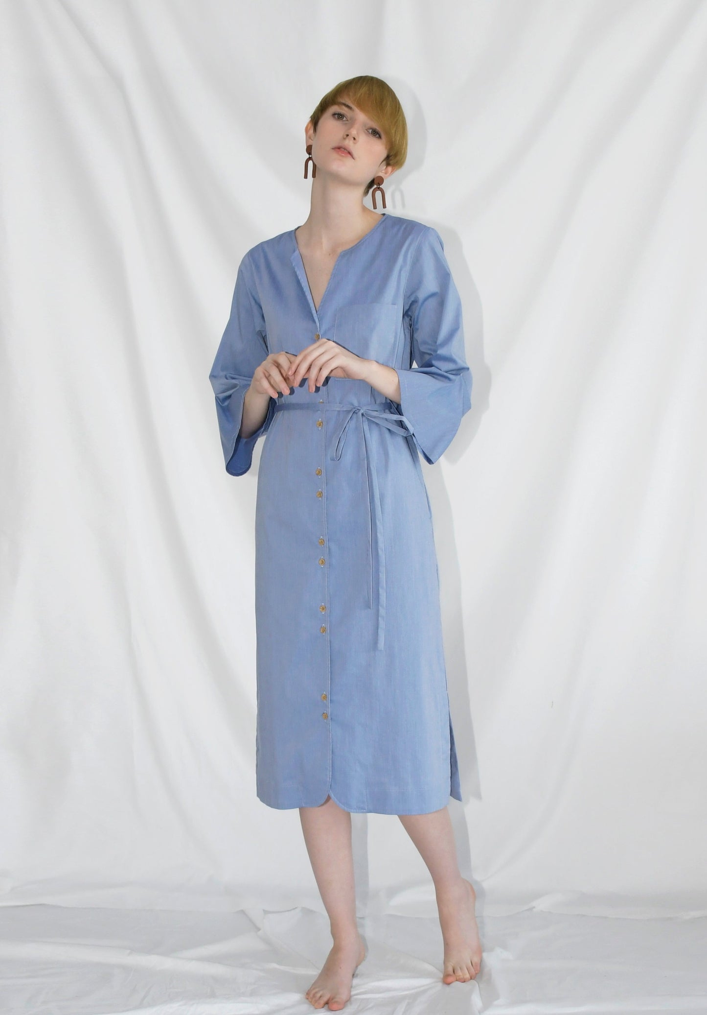 Reset Sale/ Gentle Slopes Dress / Blue Chambray