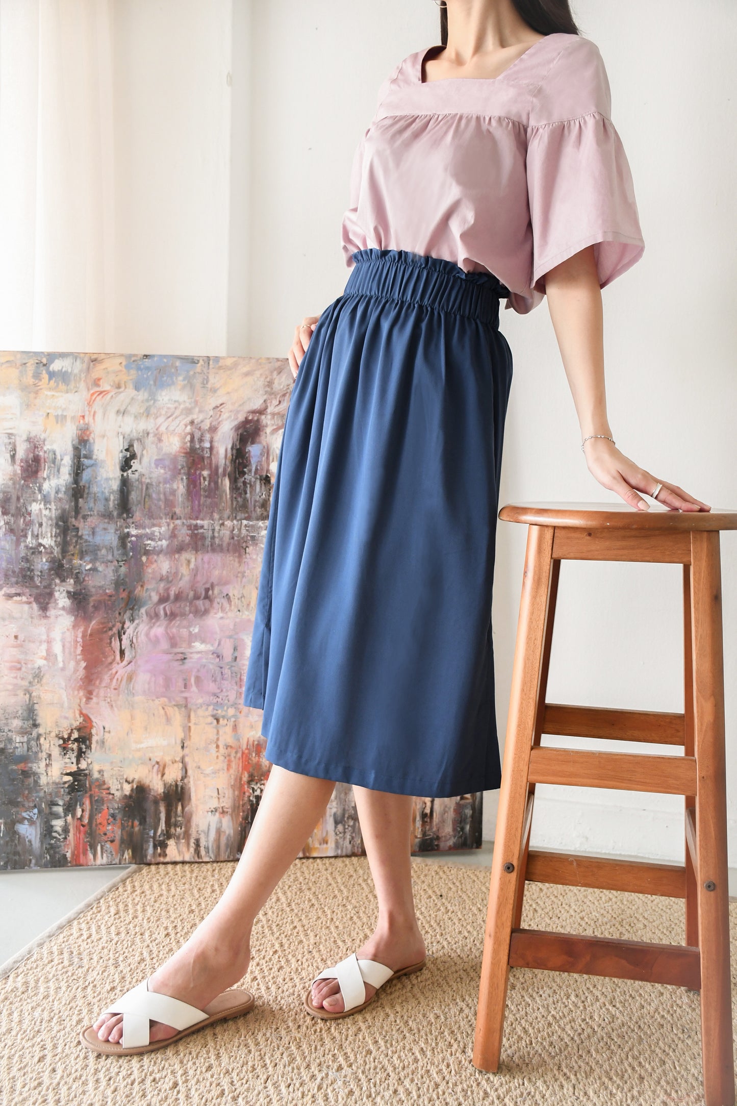 Paperbag Skirt/ Atlantic Blue