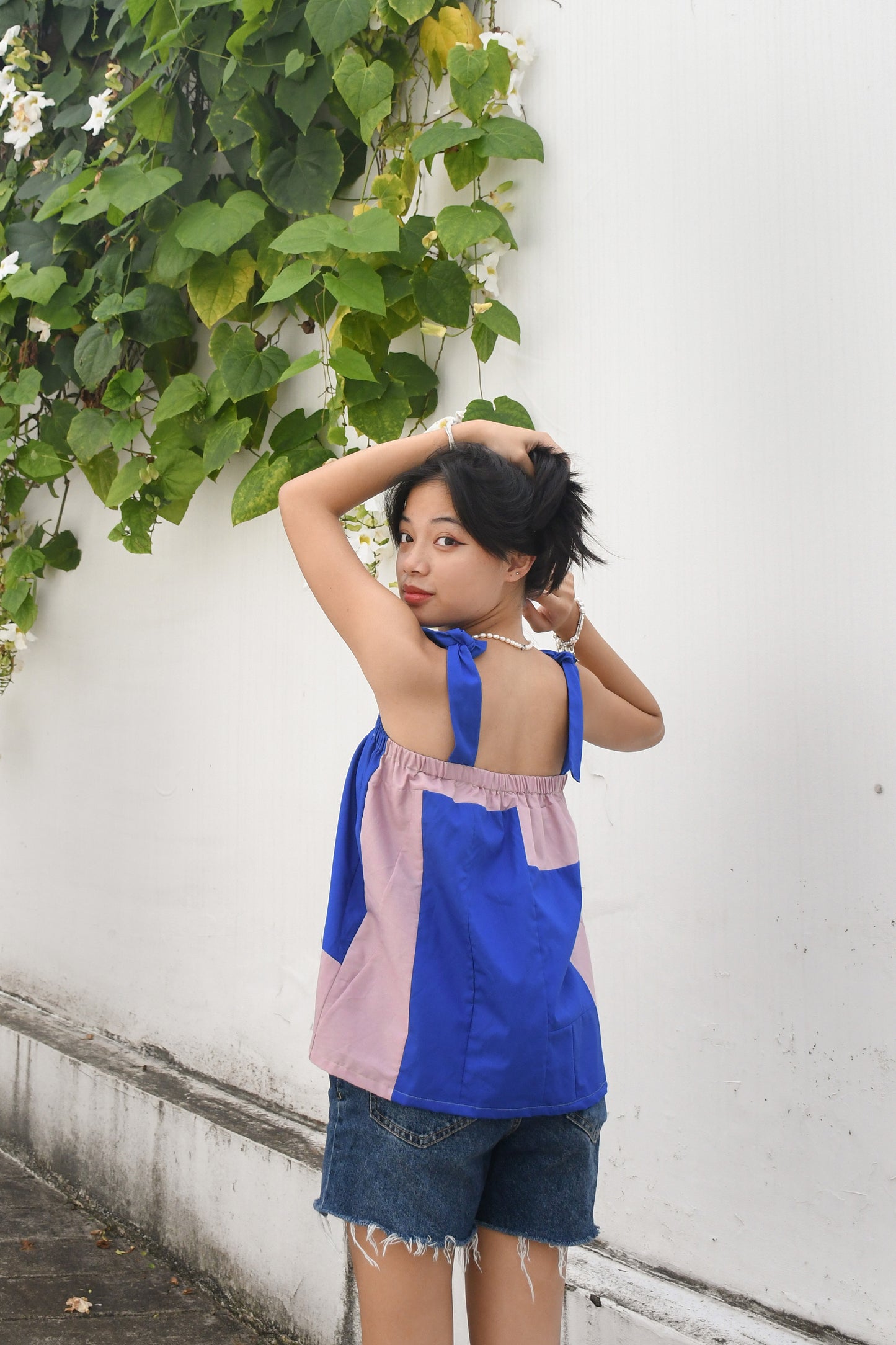 Upcycled Cami / Pop blue mix